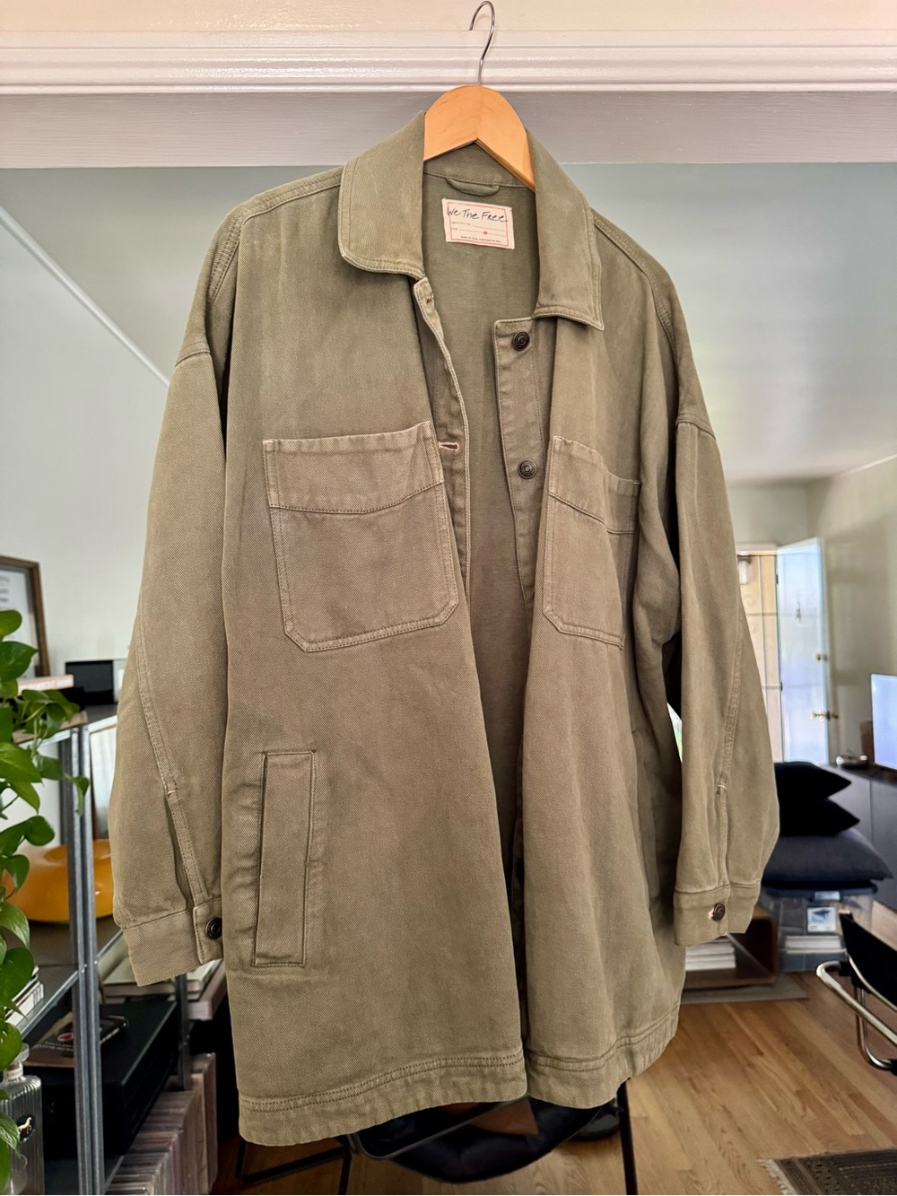 We The Free Olive Green Utility Denim Shirt